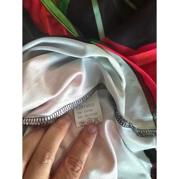 Floral Print Asymmetrical Wrap Neckline Dress With High-low Hem size M - Picture 5 of 6